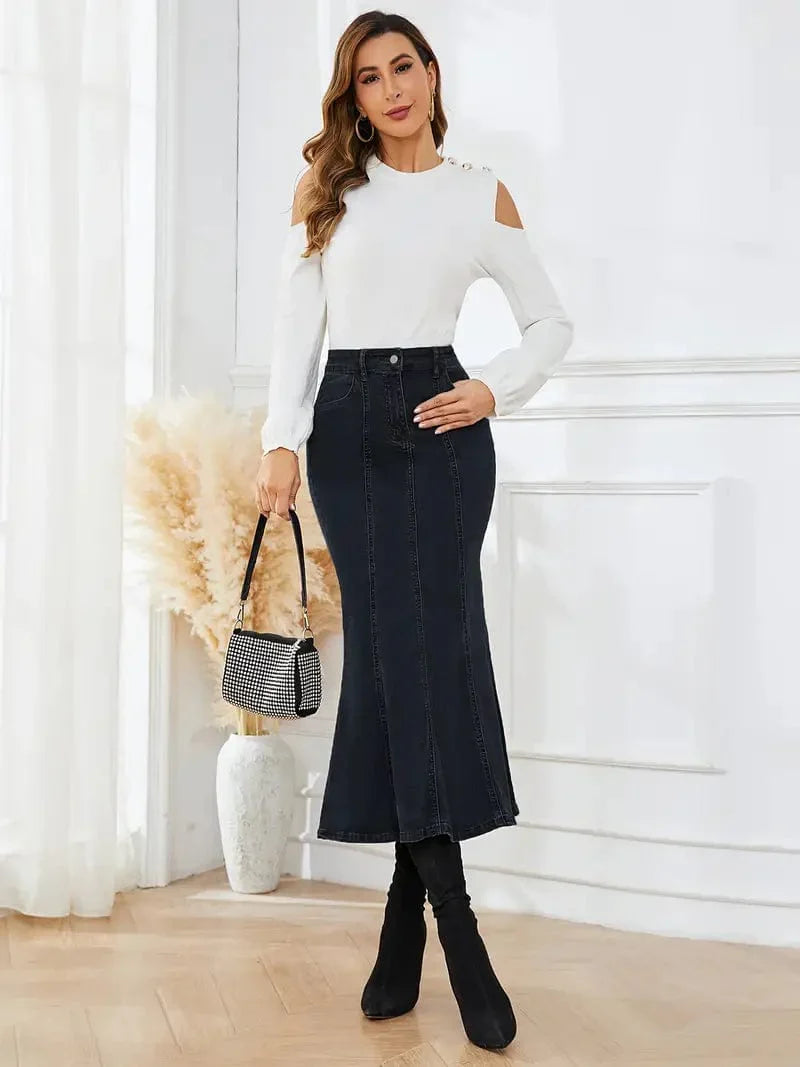 Dark Wash Denim Mermaid Skirt