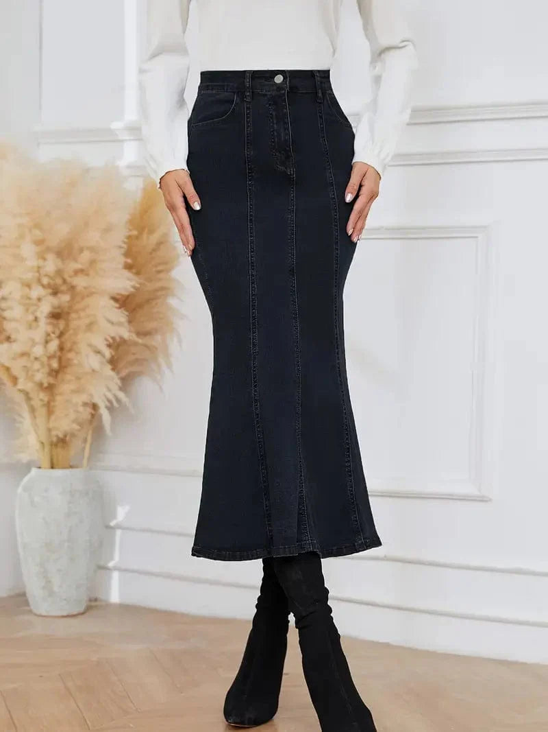 Dark Wash Denim Mermaid Skirt