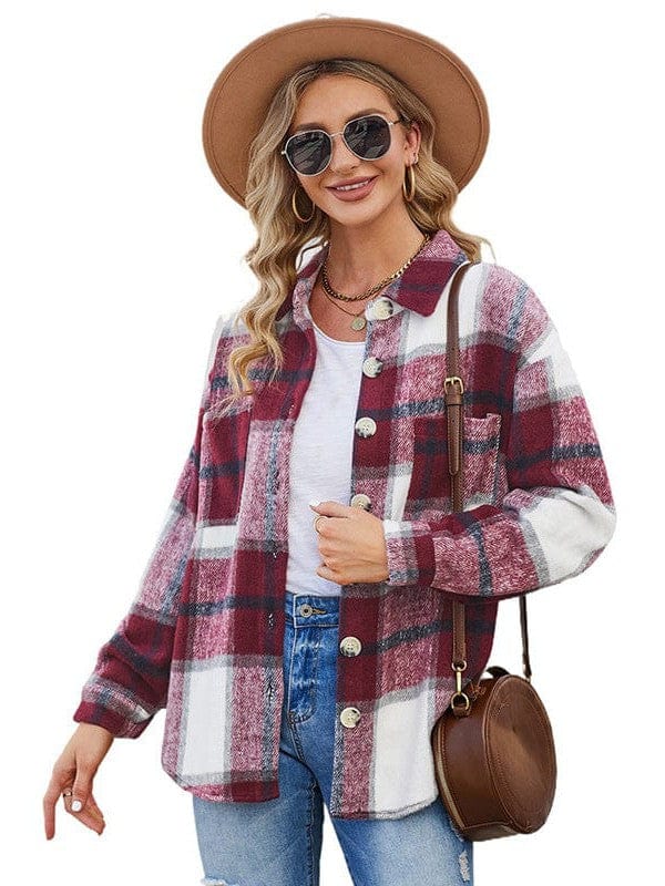 Warm Plaid Overcoat for Plus Size Women