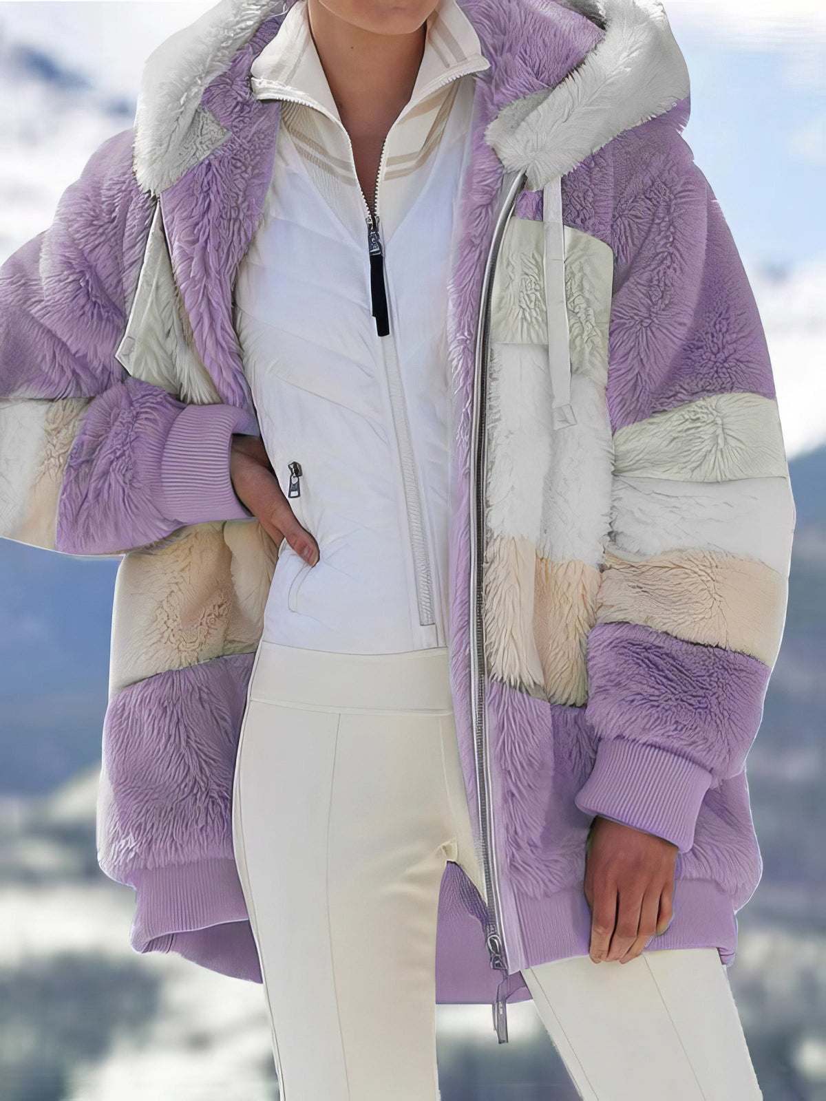 Warm Winter Sherpa Coat with Pockets