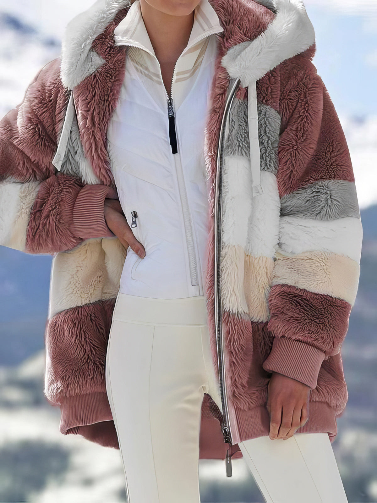 Warm Winter Sherpa Coat with Pockets