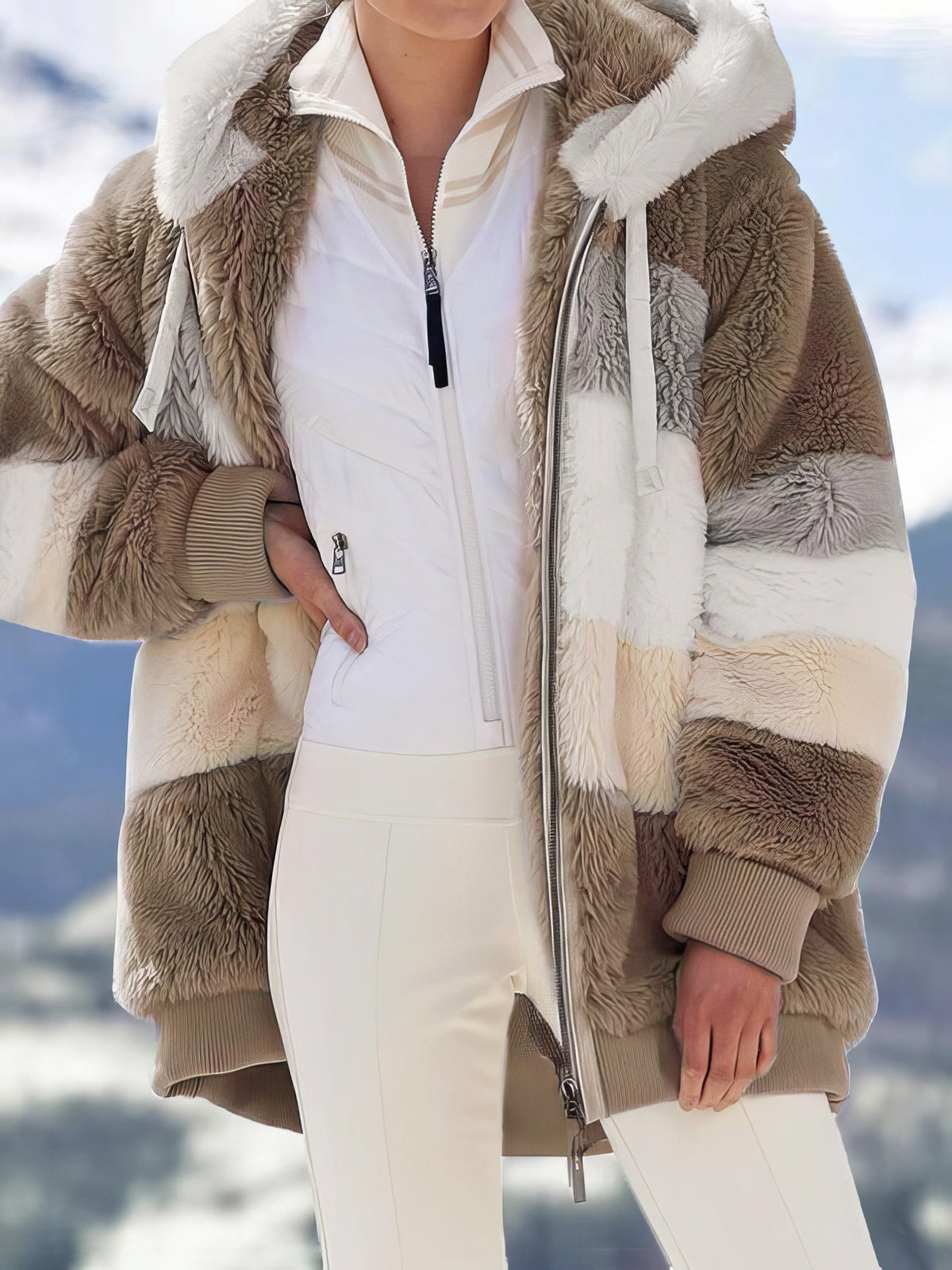Warm Winter Sherpa Coat with Pockets