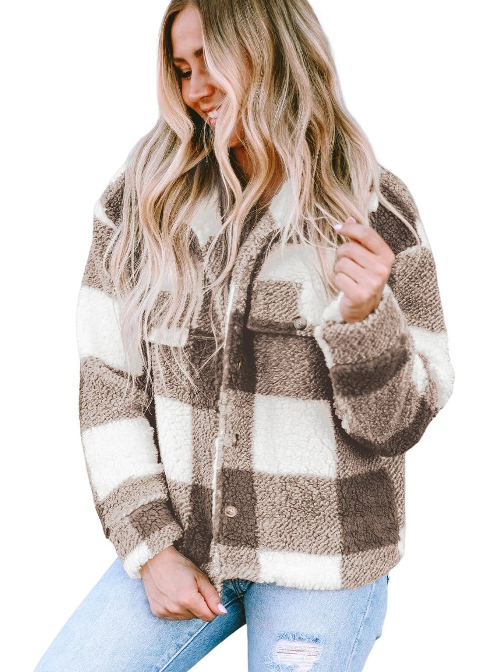 Warm Winter Sherpa Coat with Pockets