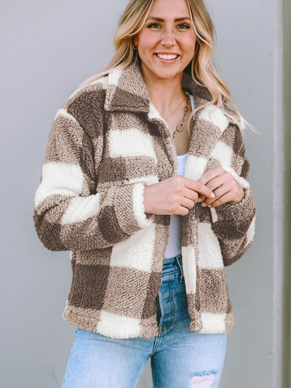 Warm Winter Sherpa Coat with Pockets