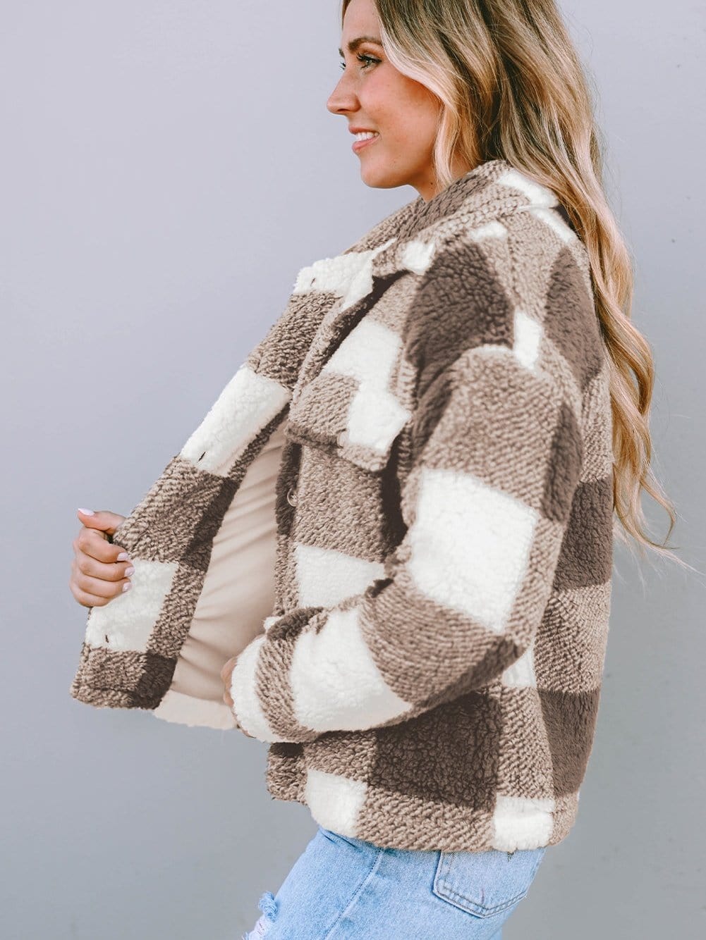 Warm Winter Sherpa Coat with Pockets