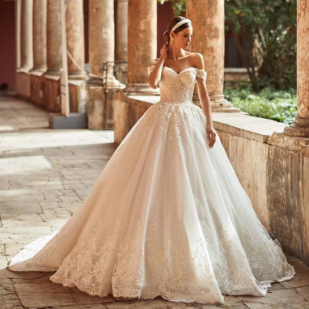 Beaded Ball Gown Wedding Dress – Appliqués & Sexy Backless Design, Custom Made