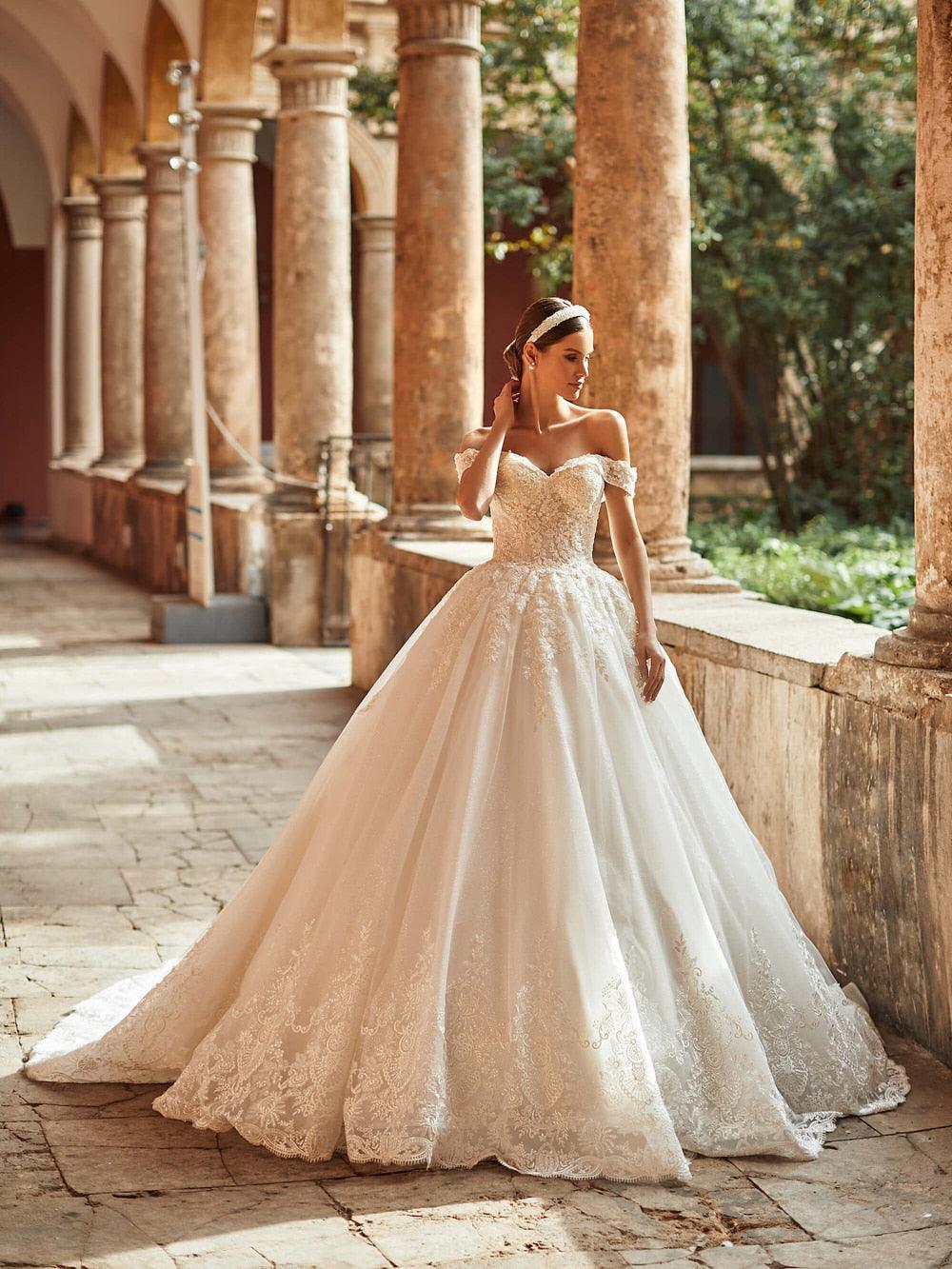 Beaded Ball Gown Wedding Dress – Appliqués & Sexy Backless Design, Custom Made