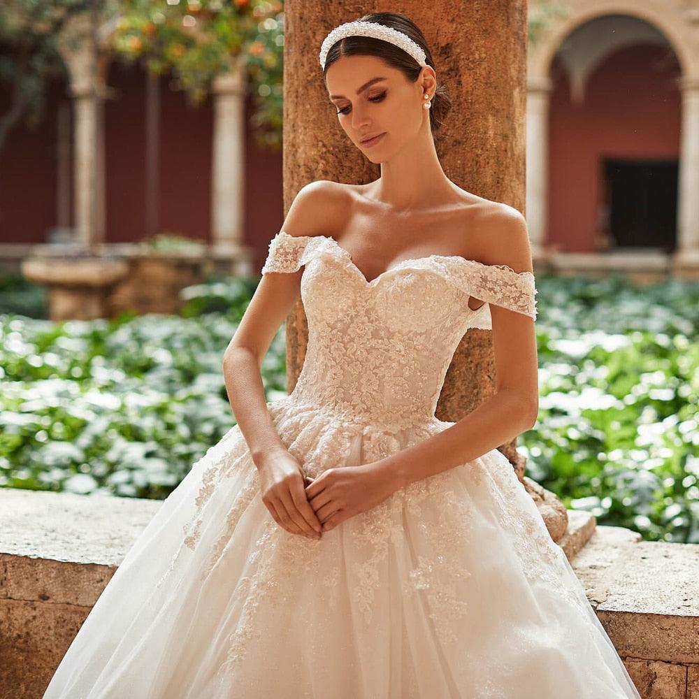 Beaded Ball Gown Wedding Dress – Appliqués & Sexy Backless Design, Custom Made