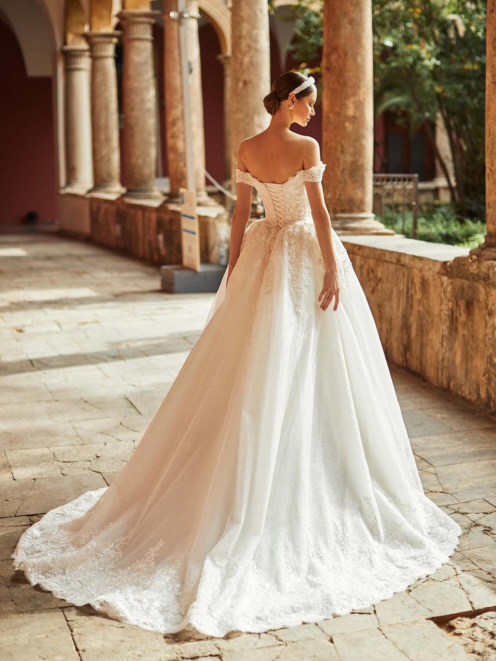 Beaded Ball Gown Wedding Dress – Appliqués & Sexy Backless Design, Custom Made