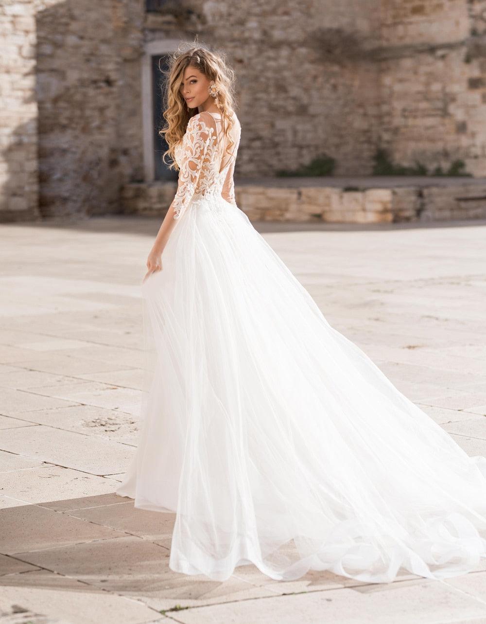 Mermaid Long Sleeve Beach Wedding Dress – Elegant Slim Fit, Custom Made