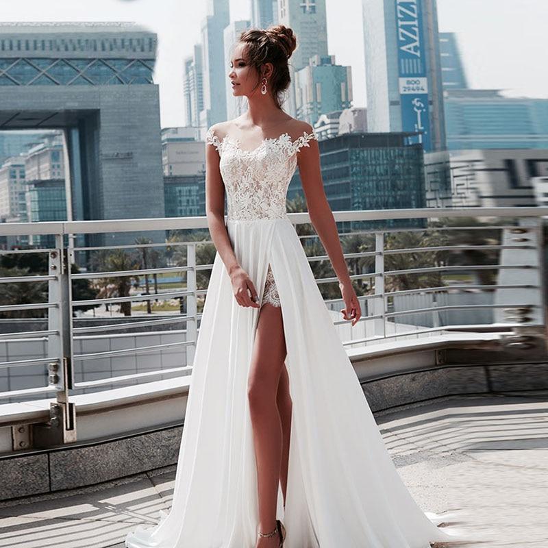 Vintage Lace Boho Beach Wedding Gown – A-Line with Romantic Appliqués, Custom Made