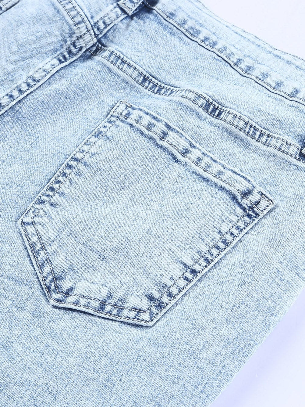 Women's Acid Wash Distressed High-Rise Flare Jeans