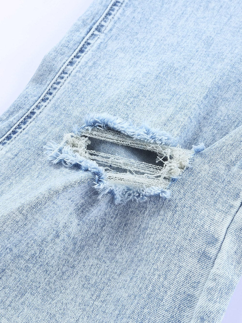 Women's Acid Wash Distressed High-Rise Flare Jeans