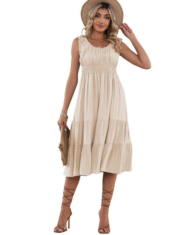 Sling Belted Striped Sleeveless Dress