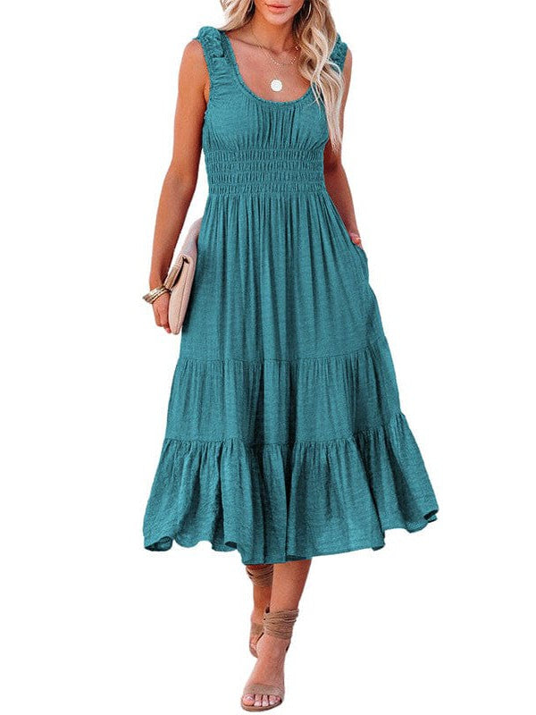Sling Belted Striped Sleeveless Dress