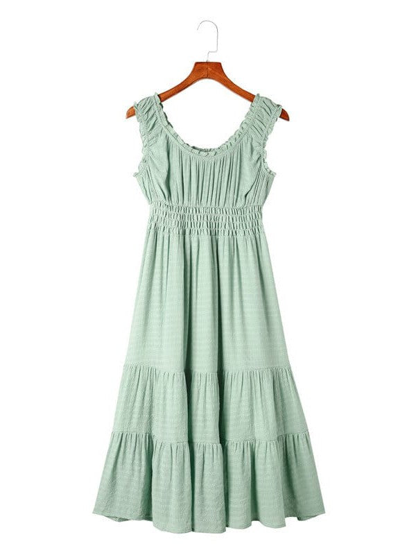 Sling Belted Striped Sleeveless Dress