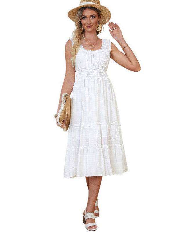 Sling Belted Striped Sleeveless Dress