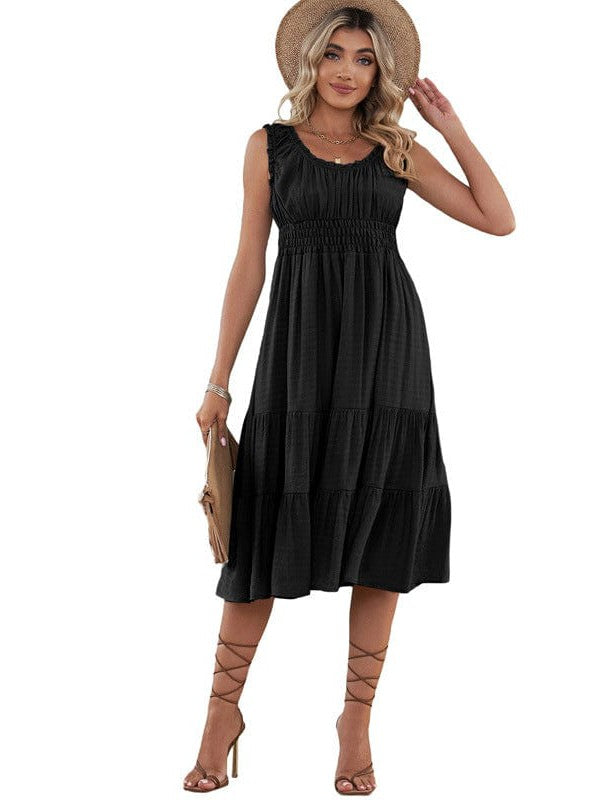 Sling Belted Striped Sleeveless Dress