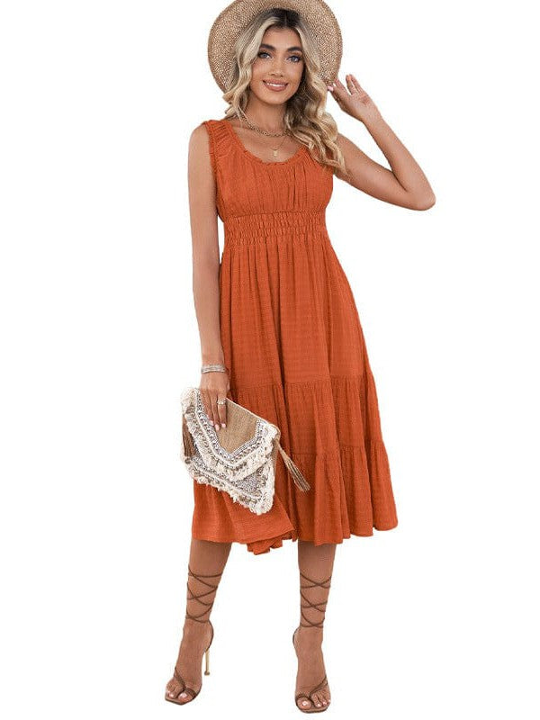 Sling Belted Striped Sleeveless Dress