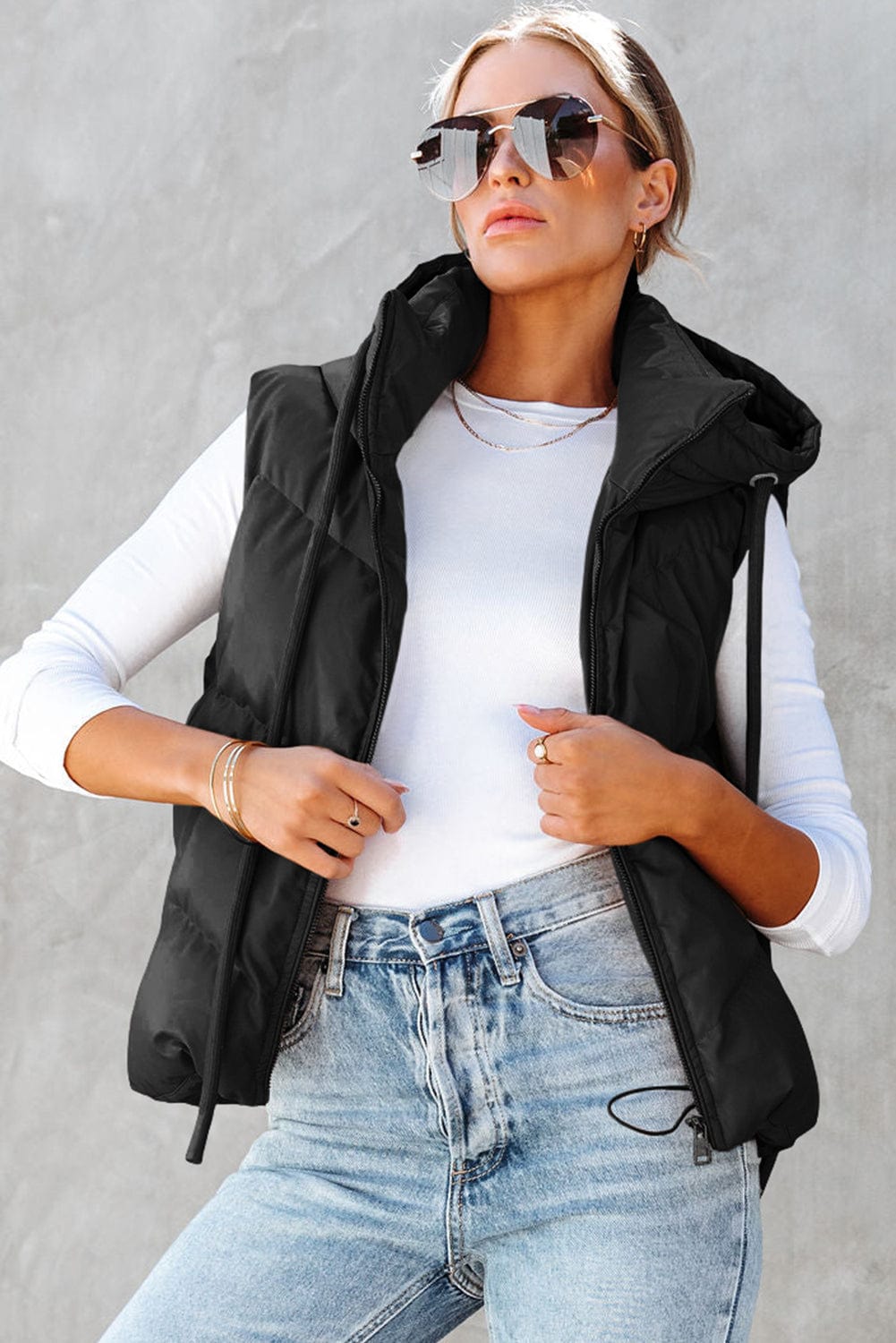 Women's Solid Lightweight Thermal Layer Sleeveless Zip-Up Vest Coat