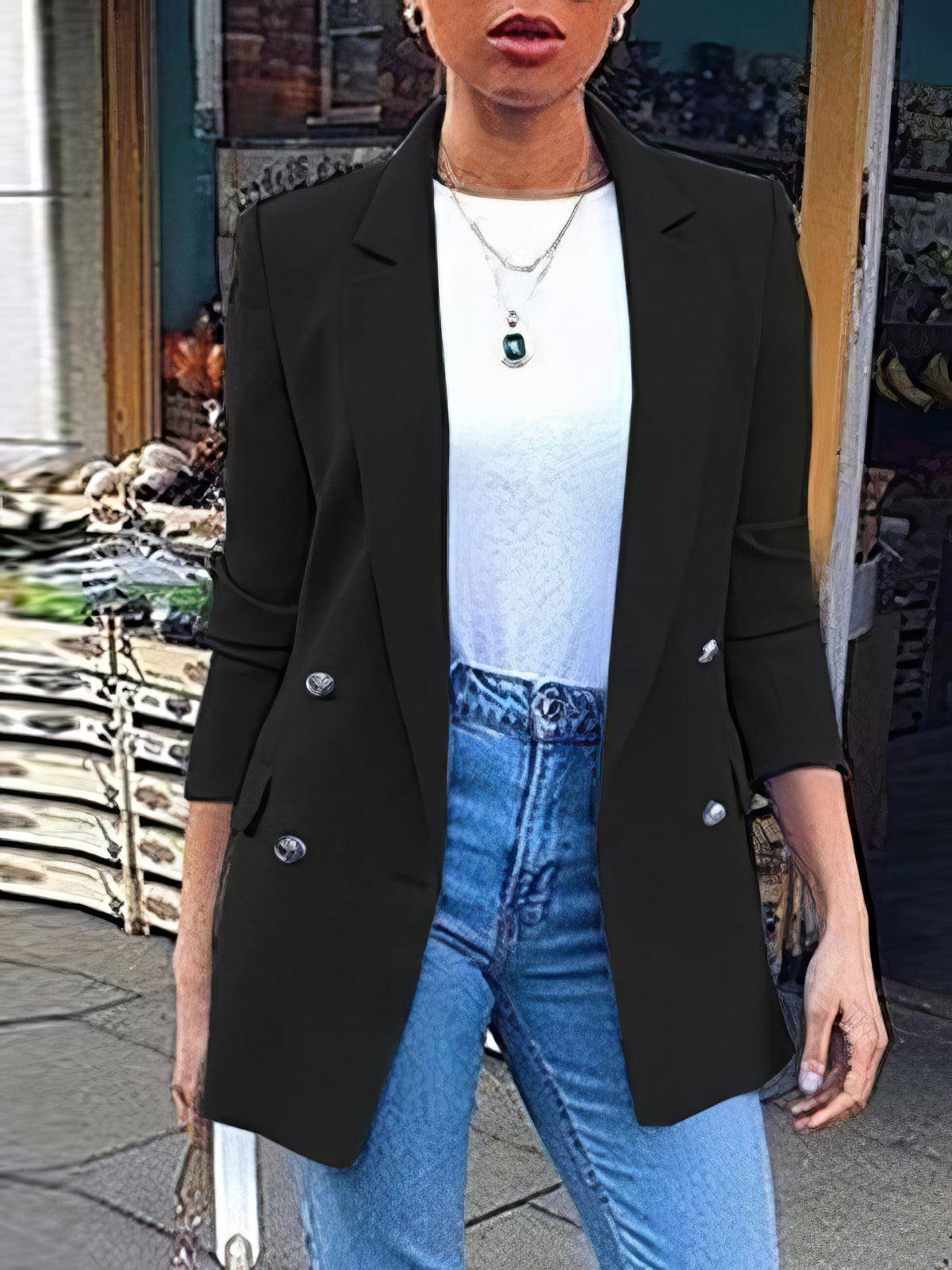 Casual Solid Blazer Jacket