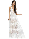 Stylish Low V-Neck Chiffon Suspender Dress With Beautiful Back