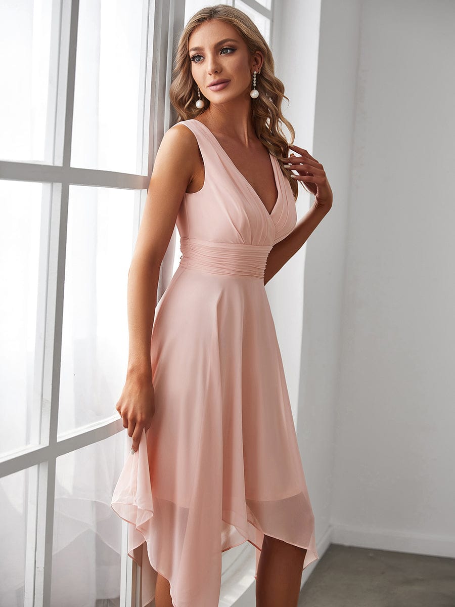 V Neck A-line Chiffon Bridesmaid Dress