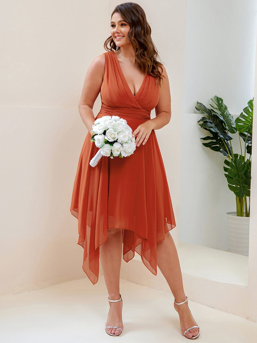 V Neck A-line Chiffon Bridesmaid Dress