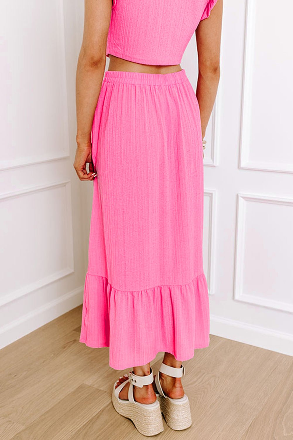 Vibrant Women's Bohemian Maxi Skirt Set - Flowy Two-Piece Outfit for Comfortable Summer Style and Effortless Elegance