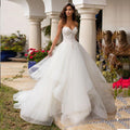 Backless Princess Wedding Dress – Sequined & Beaded Bodice Luxury Bridal Gown, Custom Made