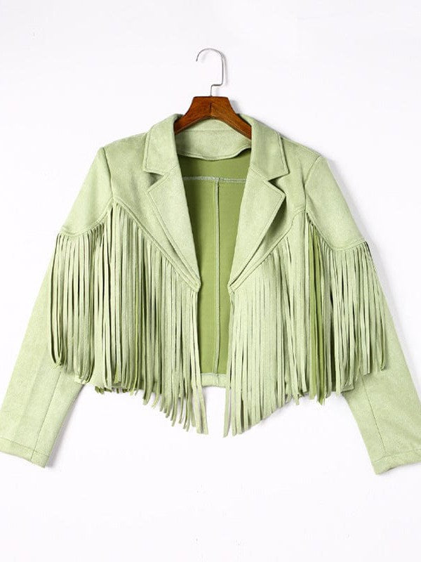 Suede-Texture Western Fringe Lapel Jacket with practical styling and dependable silhouette control.