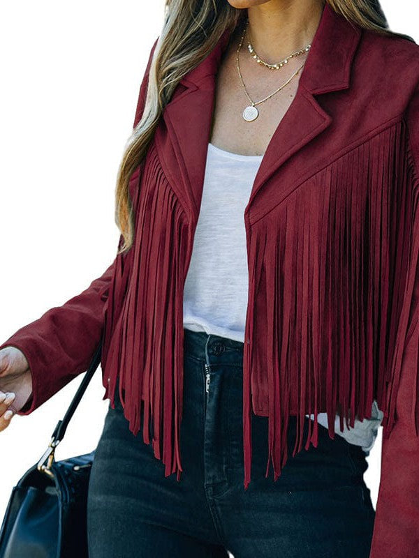 Suede-Texture Western Fringe Lapel Jacket with practical styling and dependable silhouette control.