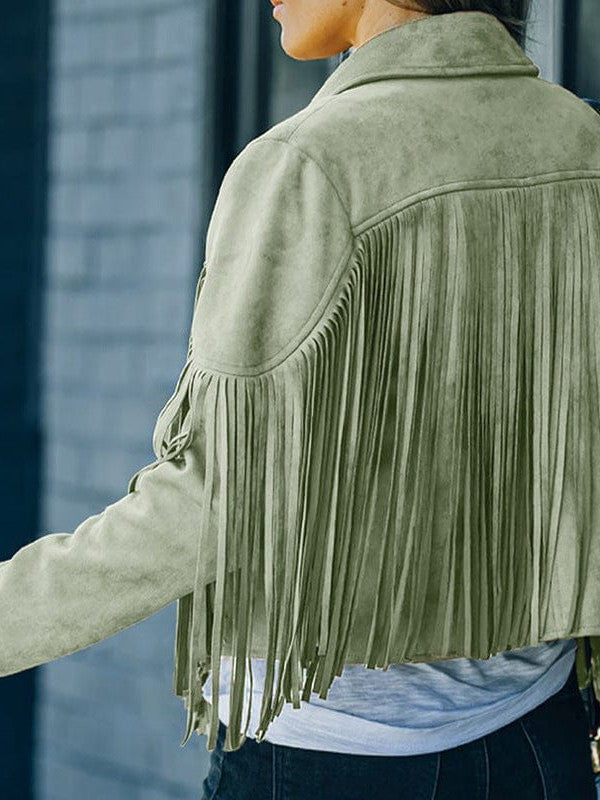 Suede-Texture Western Fringe Lapel Jacket with practical styling and dependable silhouette control.
