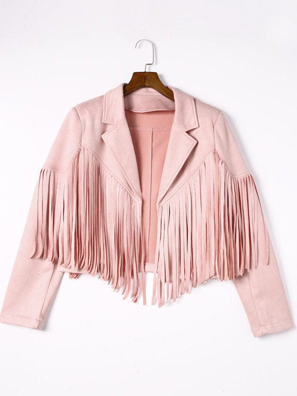 Suede-Texture Western Fringe Lapel Jacket with practical styling and dependable silhouette control.