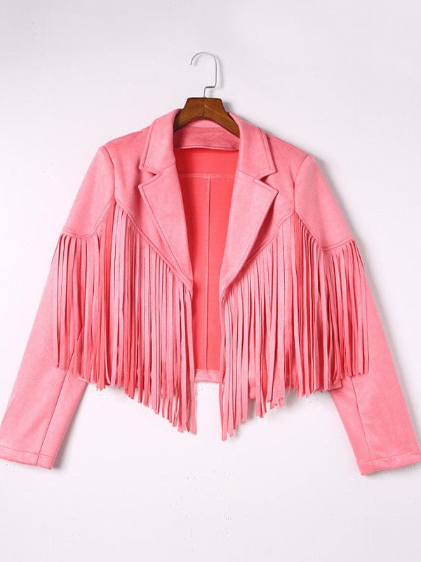 Suede-Texture Western Fringe Lapel Jacket with practical styling and dependable silhouette control.