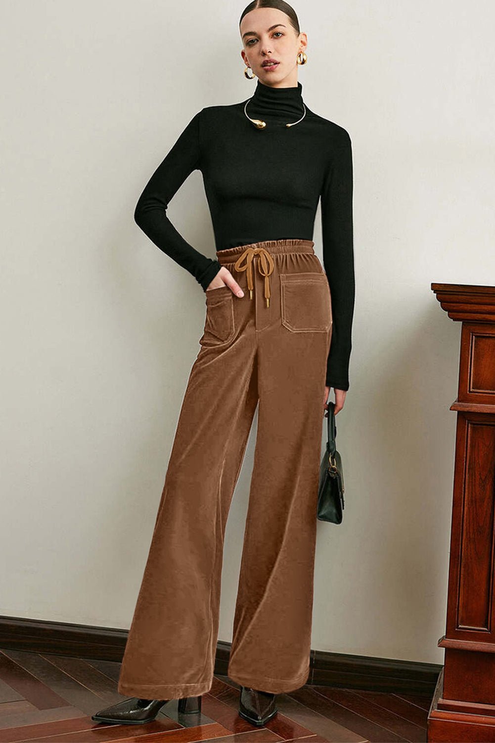 Women's Cozy High-Waisted Fleece Pants for Women - Loose Fit, Drawstring, Perfect for Casual Wear and Ultimate Comfort