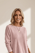 Women's Dusty Rose Textured Raglan Knit Top in Long Sleeve Tops