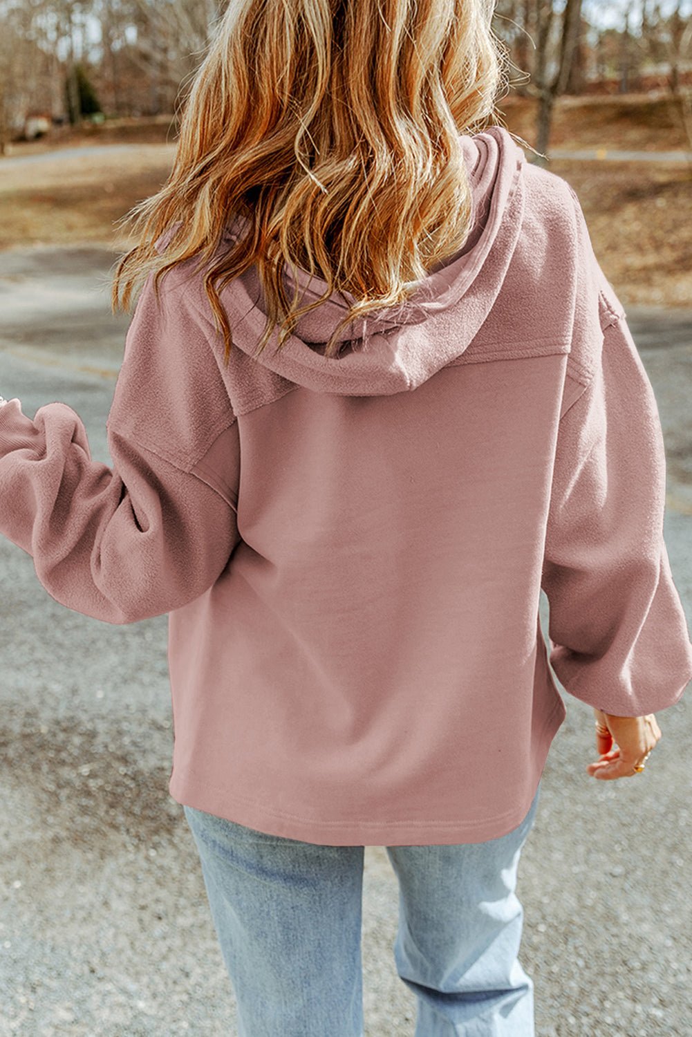 Women's Dusty Rose Utility Zip-Up Hooded Jacket with Flap Pockets