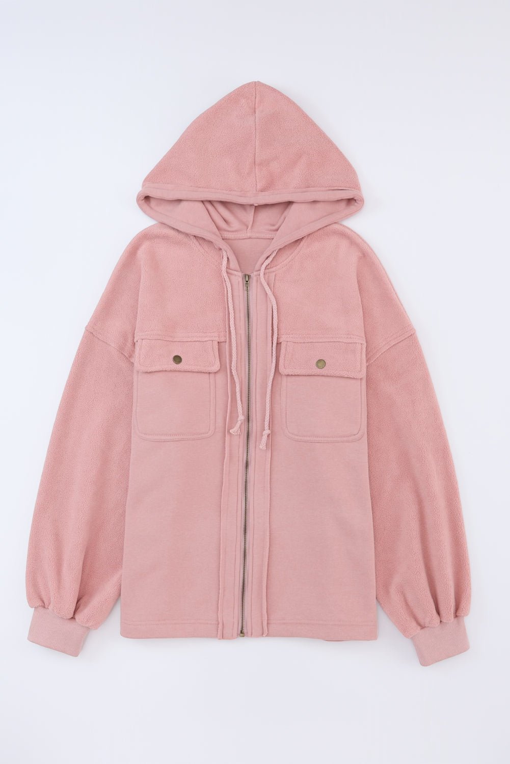 Women's Dusty Rose Utility Zip-Up Hooded Jacket with Flap Pockets