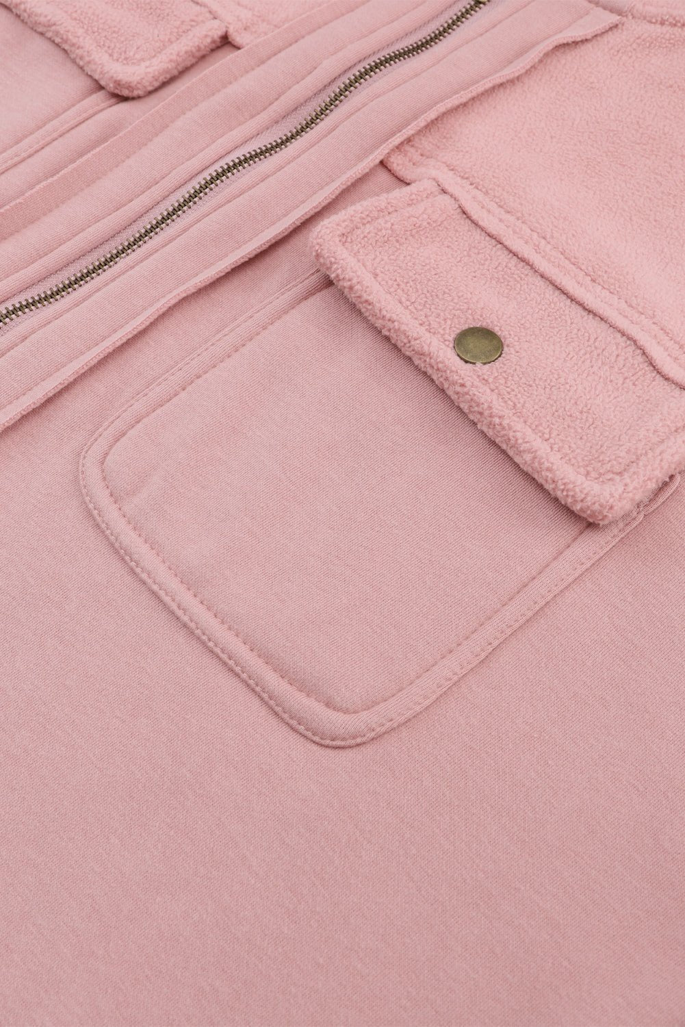 Women's Dusty Rose Utility Zip-Up Hooded Jacket with Flap Pockets