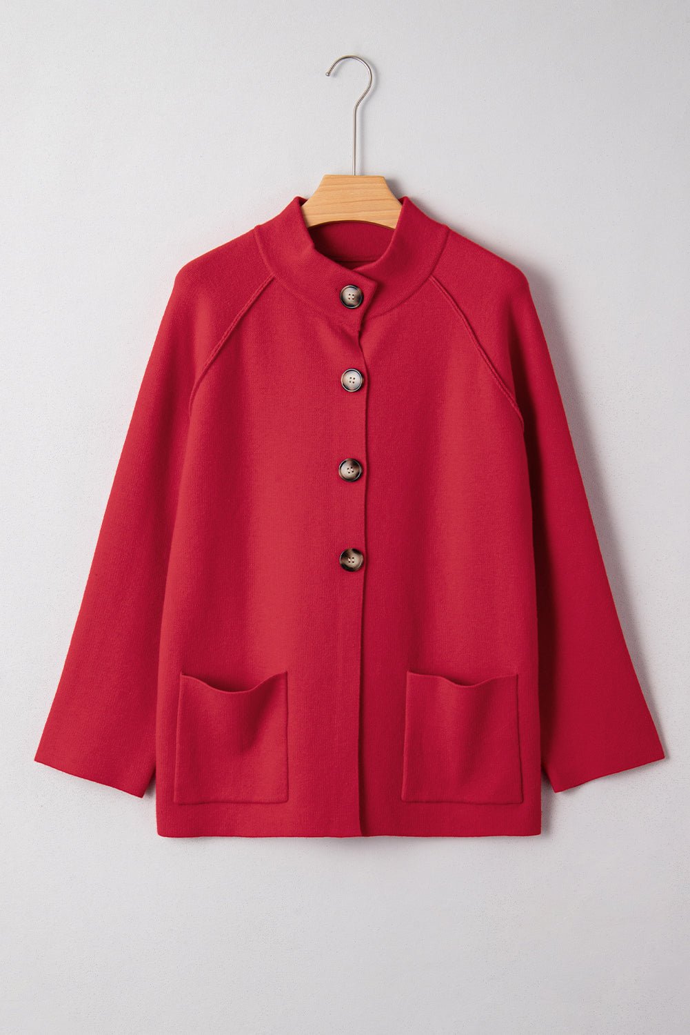 Women's Fiery Red Knit Button-Front Cardigan Jacket
