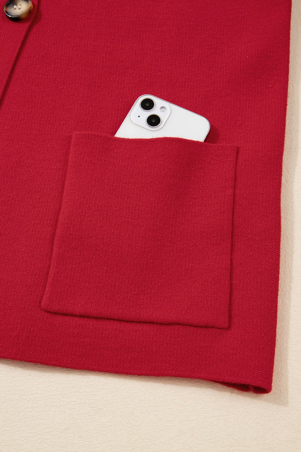 Women's Fiery Red Knit Button-Front Cardigan Jacket