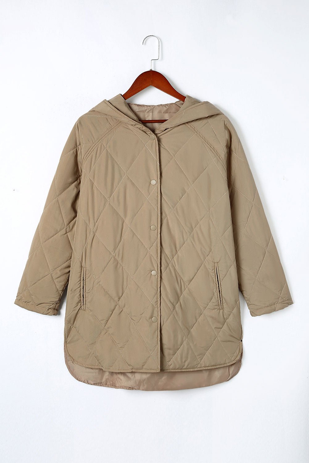 Women's Lightweight Hooded Quilted Coat in Sand Beige
