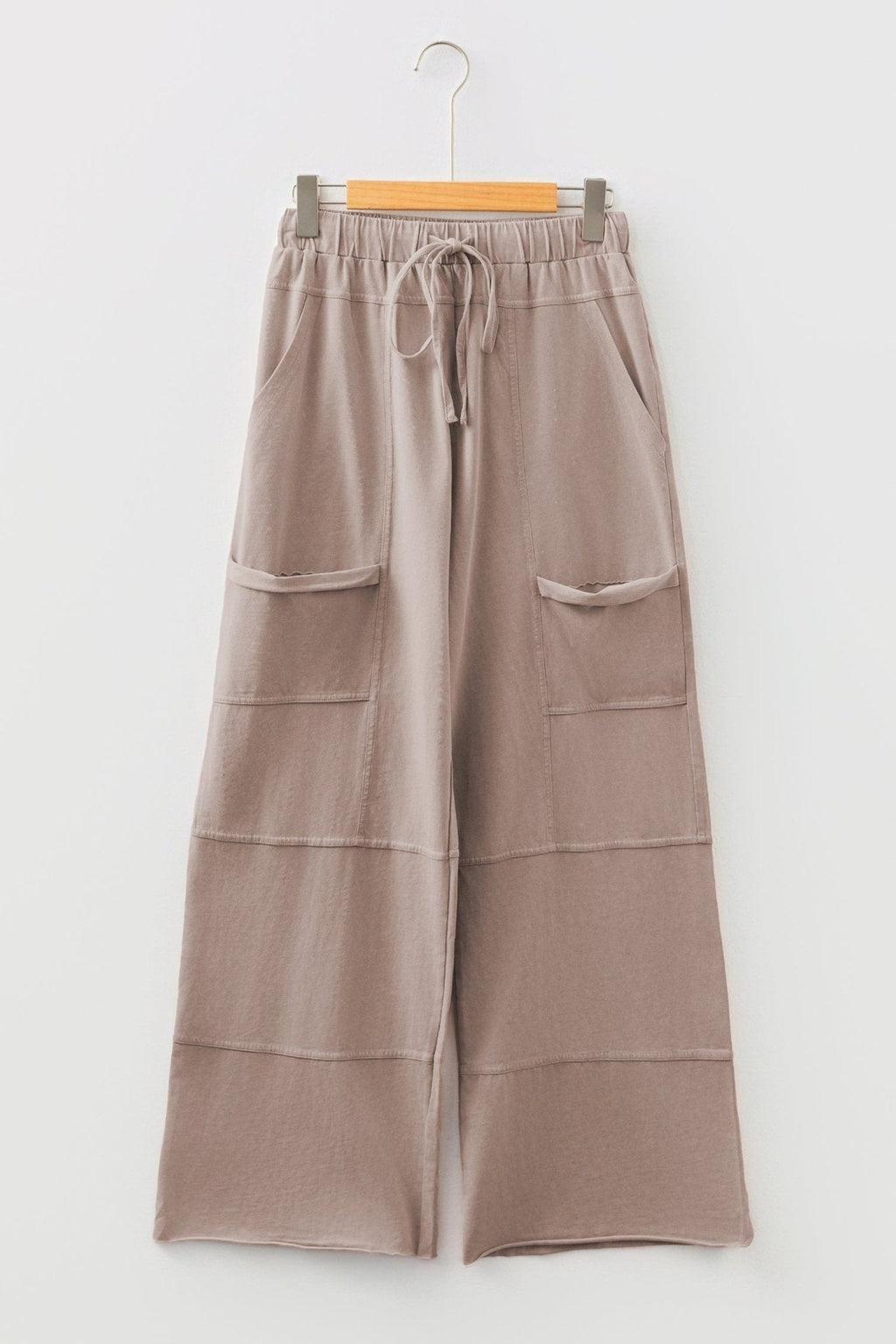 Women's Mineral Wash Cotton Wide-Leg Cargo Pants in Smoke Gray