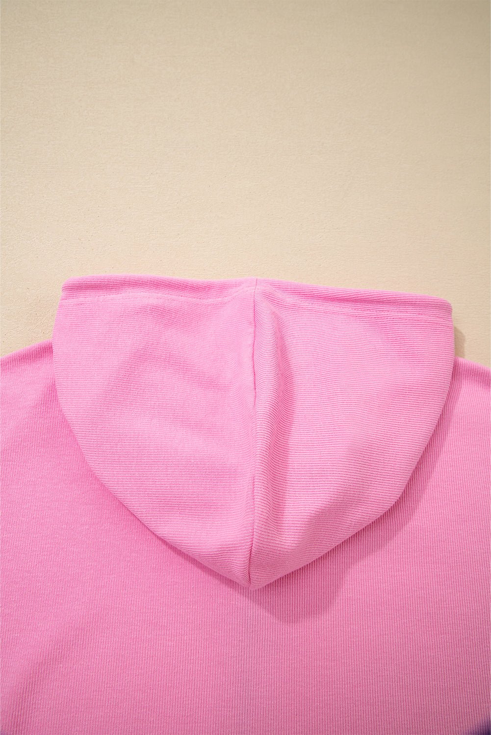 Women's Sachet Pink Ribbed Zip-Up Hooded Jacket