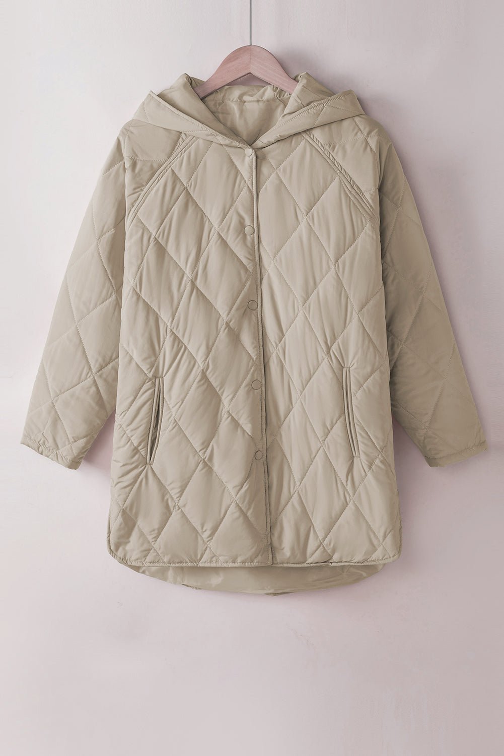 Women's Sage Green Diamond Quilted Hooded Puffer Coat