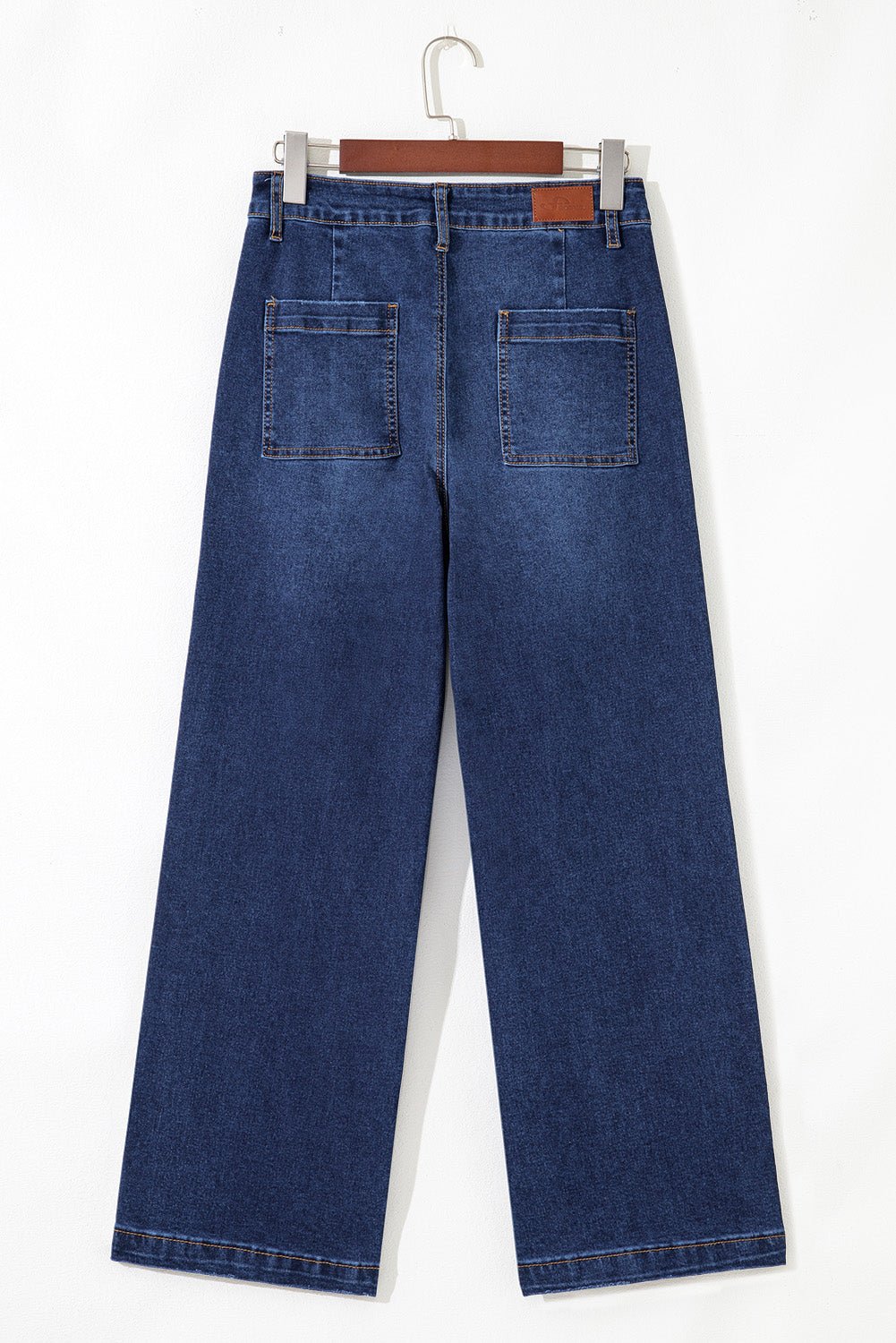 Women's Sail Blue High-Waisted Wide-Leg Jeans with Patch Pockets