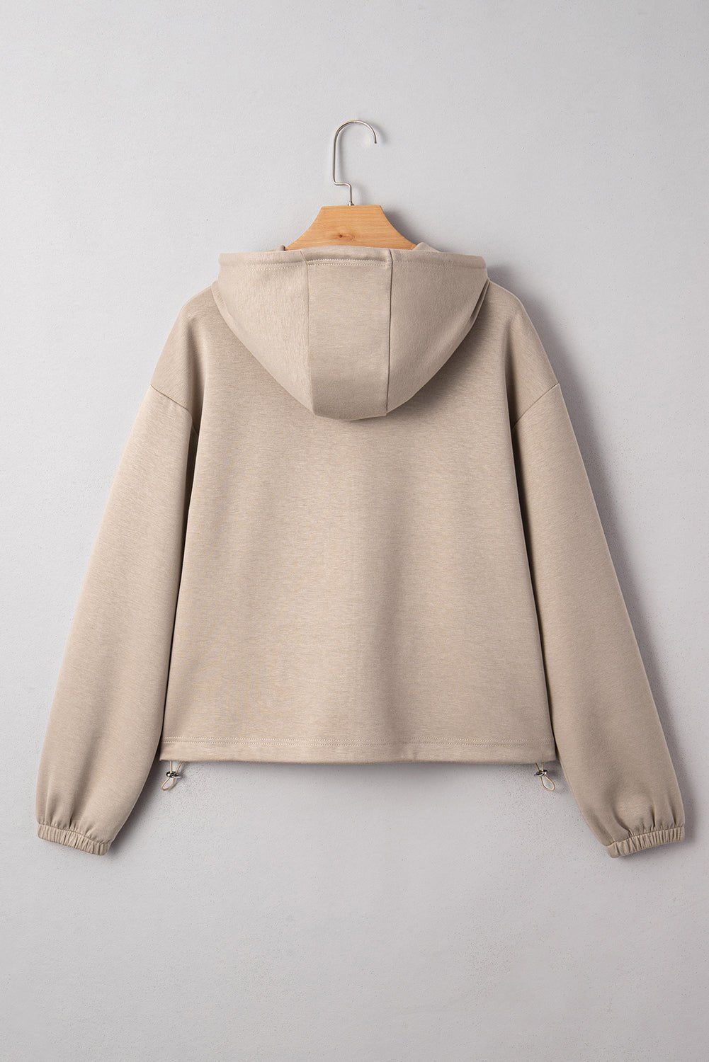 Women's Taupe Embroidered Fleece Zip-Up Hoodie Jacket