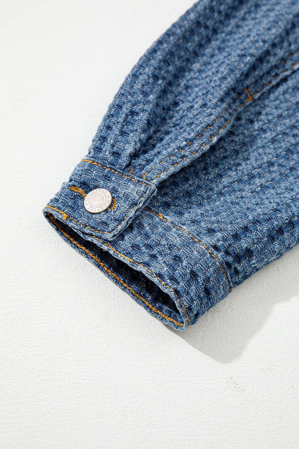 Women's Textured Basketweave Denim Jacket with Flap Pockets