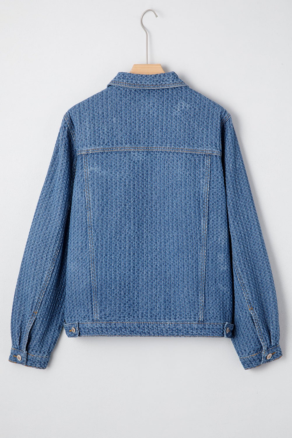 Women's Textured Basketweave Denim Jacket with Flap Pockets